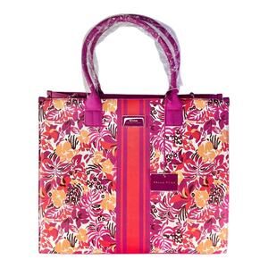 Trina Turk Tote Bag XL Marjorelle Garden w/ Stripe Pink Orange NWT (MSRP $245)